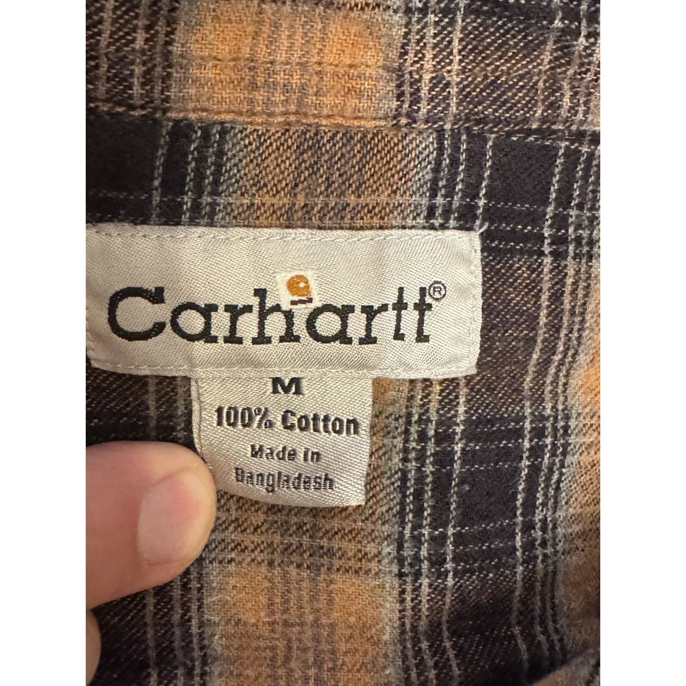 Carhartt Flannel Lined Duck Canvas Shirt Jacket Mens M Brown Snap S296brn - Picture 3 of 15